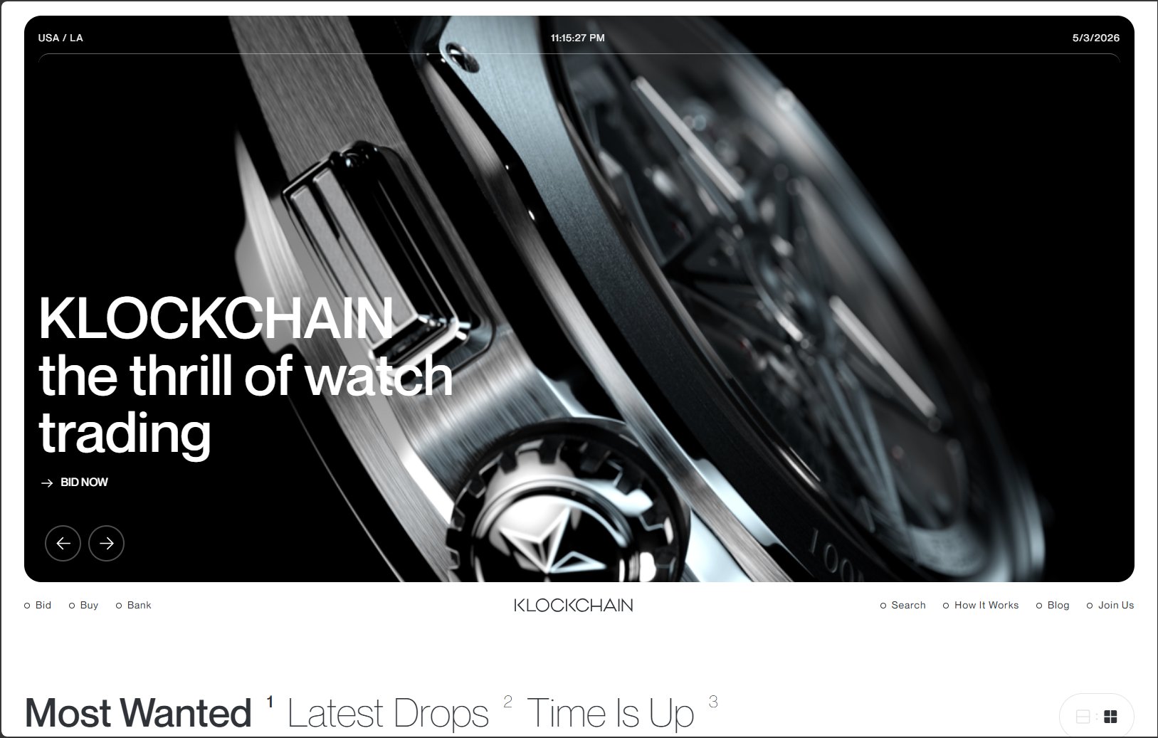 Klockchain — luxury watch trading platform