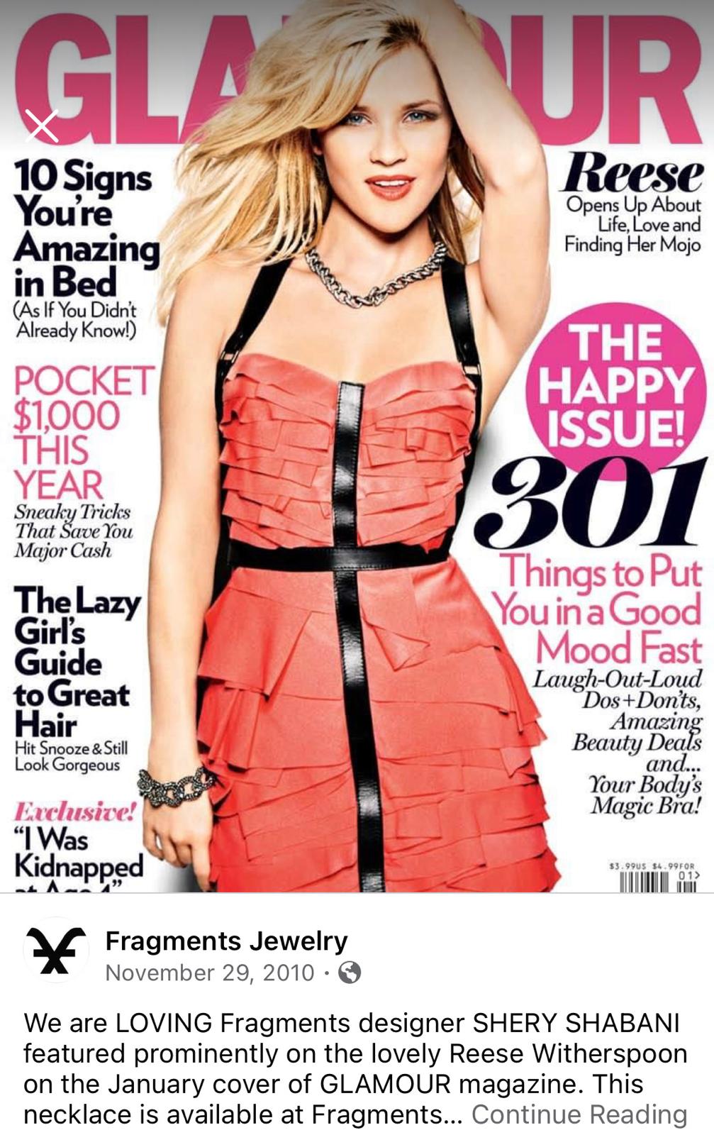 Glamour Magazine — Shery Shabani jewelry on Reese Witherspoon cover